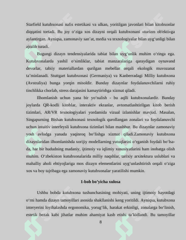 “BILIMLAR MARVARIDI” KUTUBXONASI amaliy ish 8