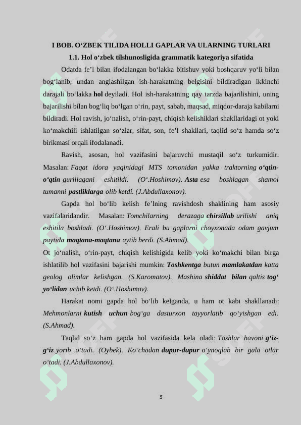 Hol va uning o‘zbek tilshunosligidagi tadqiqi 5
