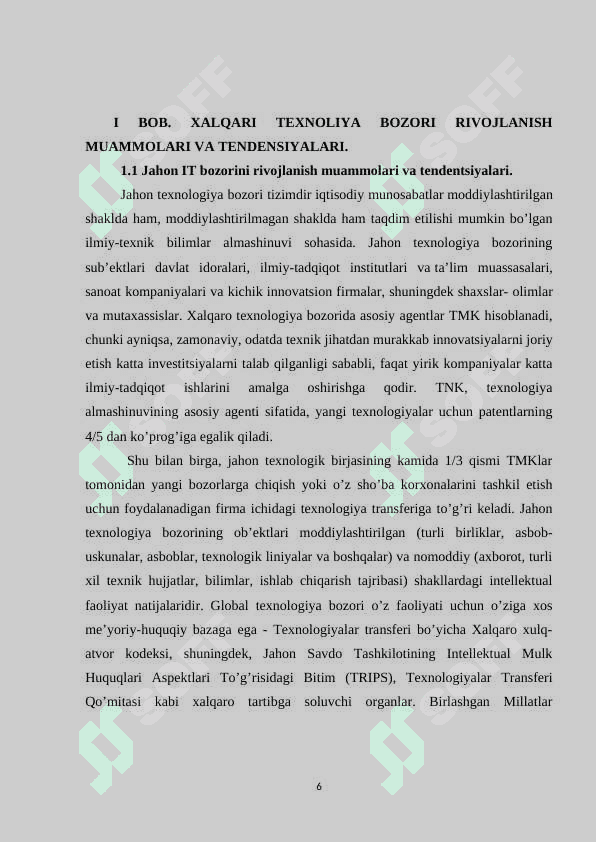 Xalqaro texnologiya bozorining rivojlanish tendensiyasi 6