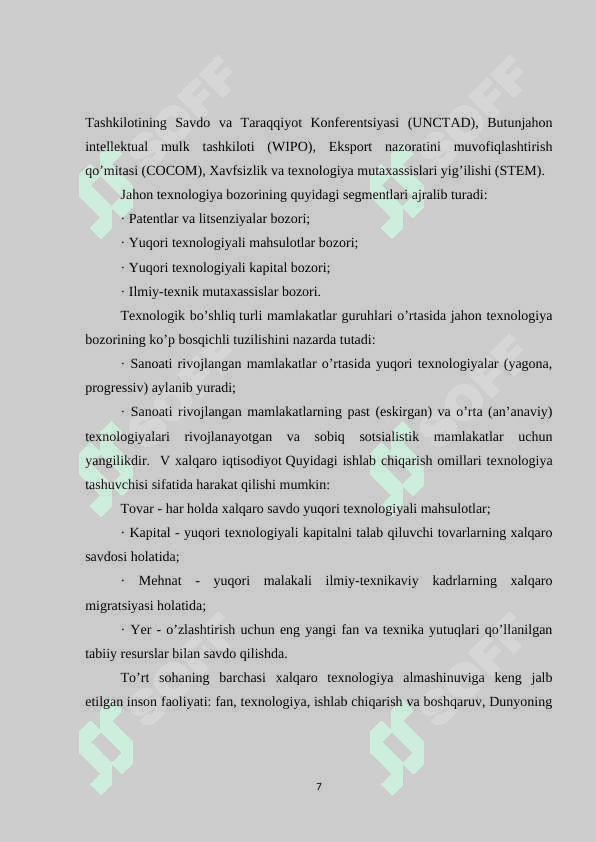 Xalqaro texnologiya bozorining rivojlanish tendensiyasi 7