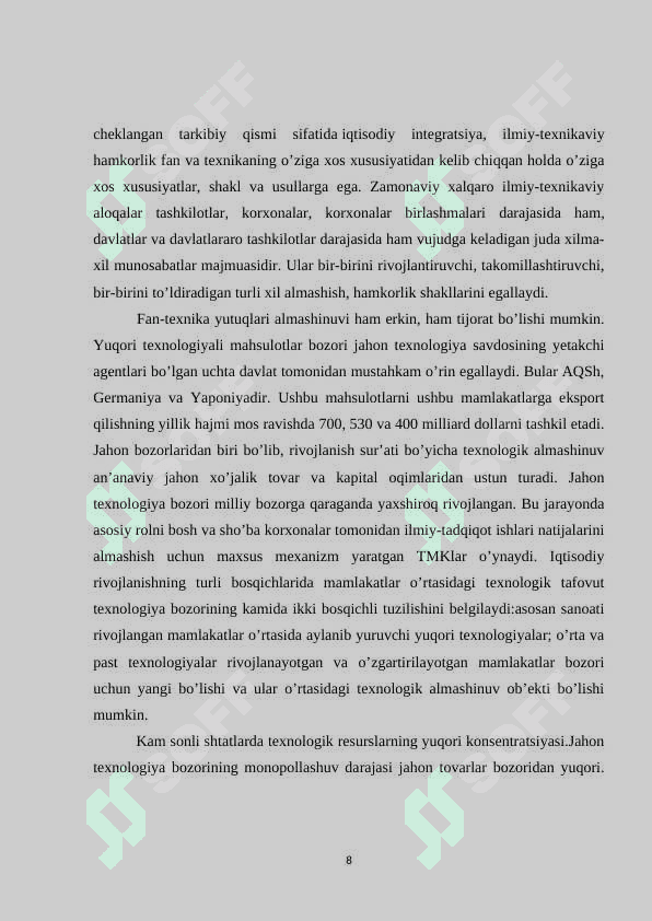 Xalqaro texnologiya bozorining rivojlanish tendensiyasi 8