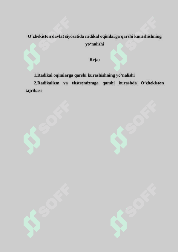 O‘zbekiston davlat siyosatida radikal oqimlarga qarshi kurashishning yo‘nalishi 2