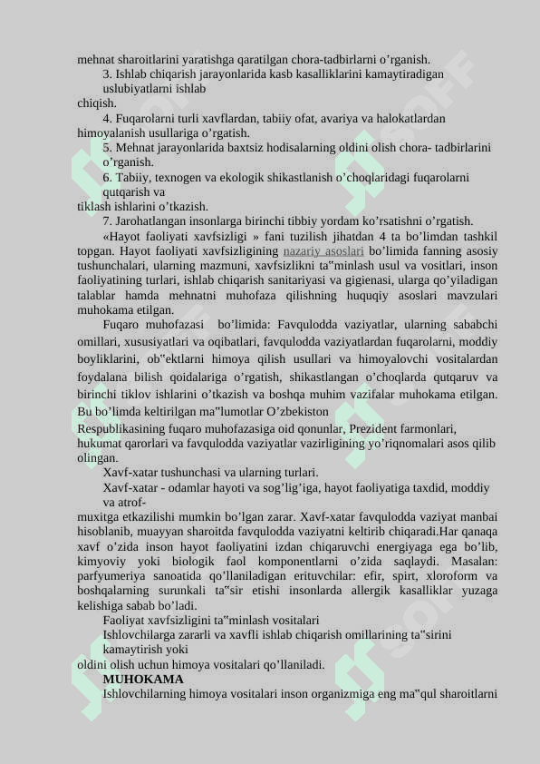 HAYOT FAOLIYATI XAVFSIZLIGI FANINING BUGUNGI KUNDAGI AHAMIYATI 2