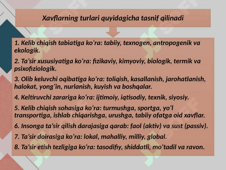 Hayot faoliyati xavfsizligining tabiat bilan bog'liqligi 3