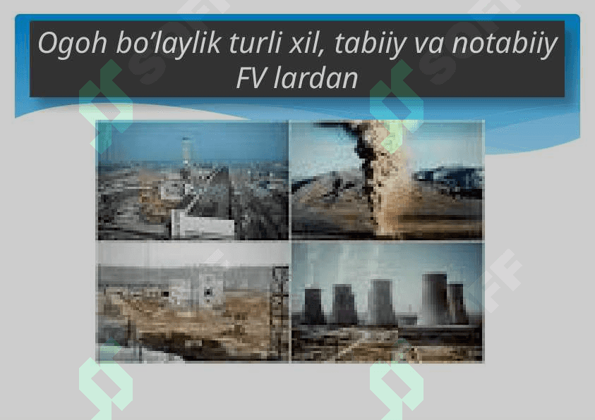 O`ZBЕKISTON RЕSPUBLIKASI HUDUDIDA SODIR BO`LISHI MUMKIN BO`LGAN FAVQULODDA VAZIYATLAR VA ULARNI OLDINI OLISH  BORASIDA AMALGA OSHIRILAYOTGAN ISHLAR 6