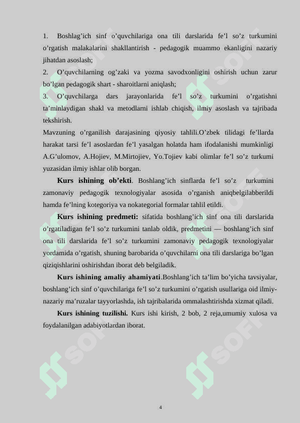 Boshlang’ich sinflarda “Fe’l va uning zamonlarini” o’tish metodikasi 4