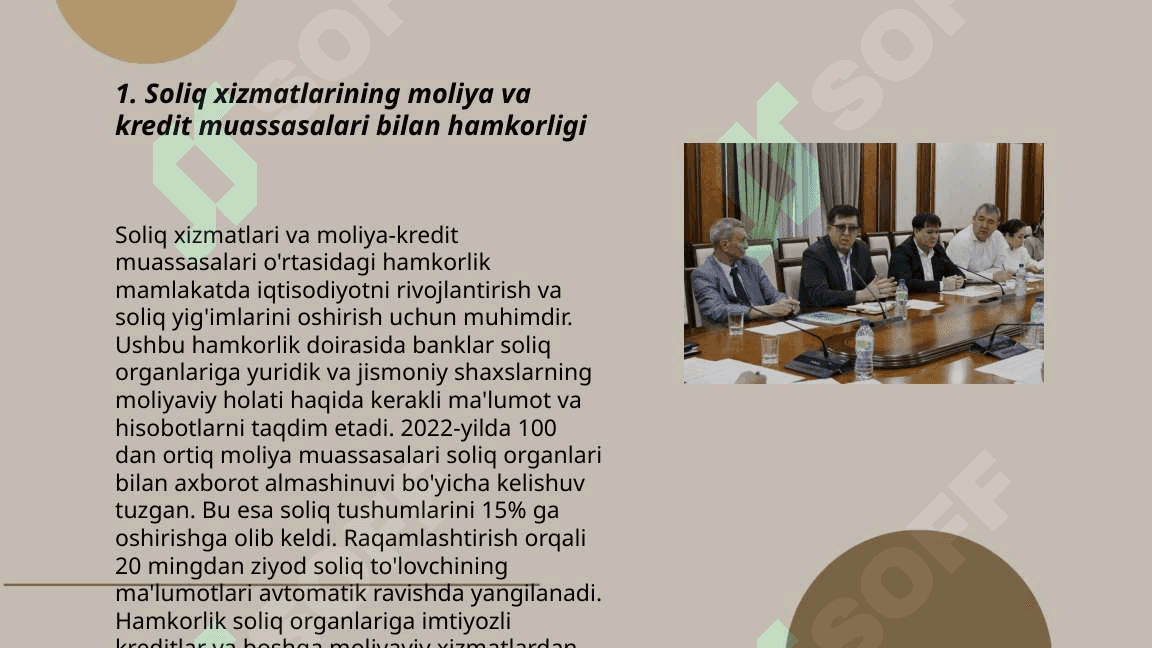 Soliq xizmatlari organlarining moliya va kredit muassasalari b.n ozaro munosabati 3