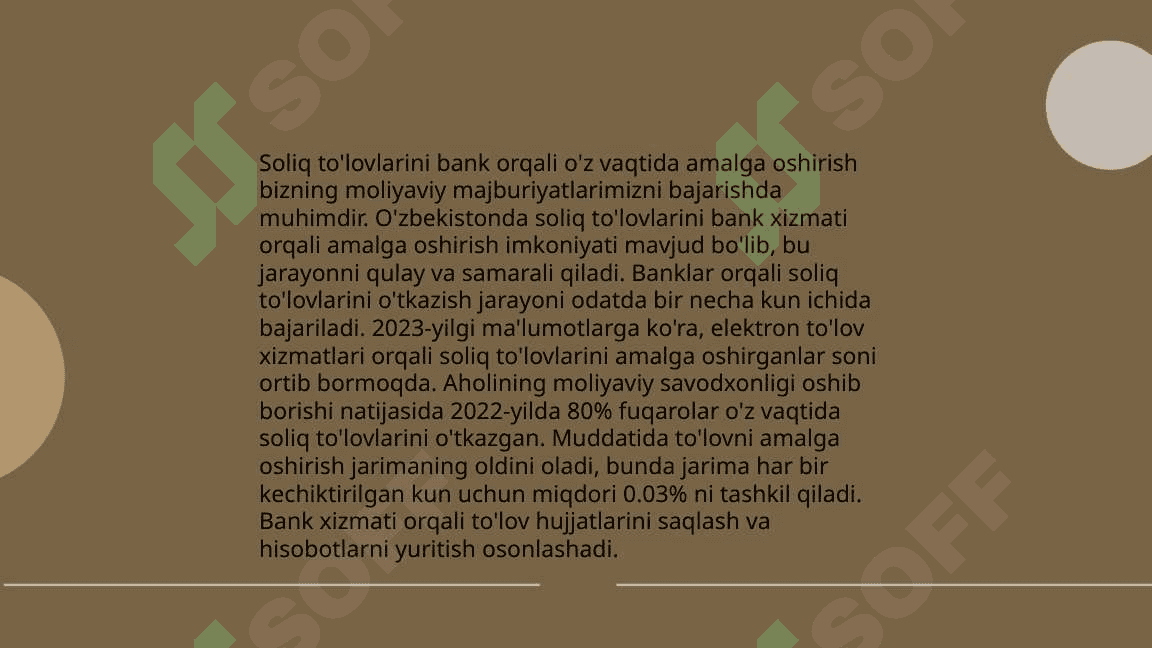 Soliq xizmatlari organlarining moliya va kredit muassasalari b.n ozaro munosabati 4