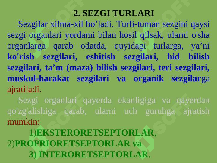 SEZGILAR  TO'G'RISIDA UMUMIY TUSHUNCHA 6