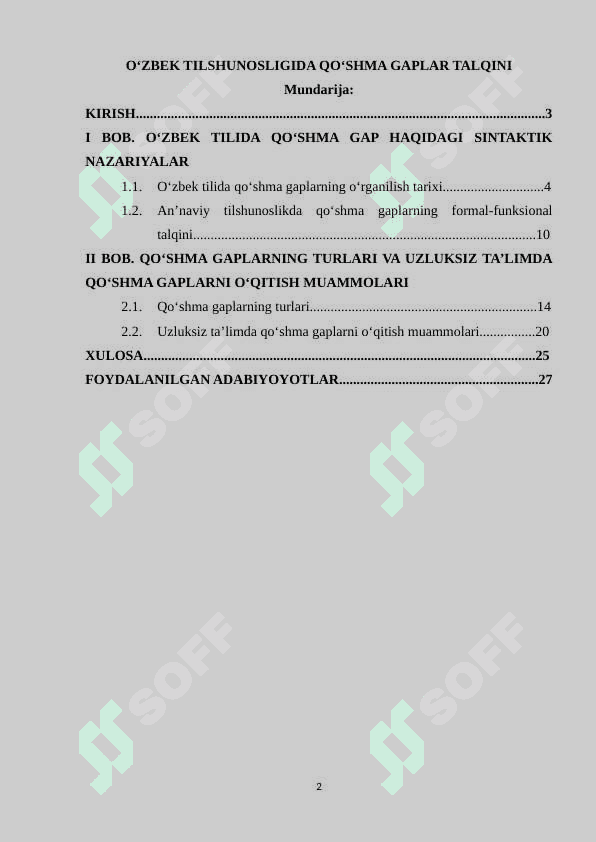 O‘ZBEK TILSHUNOSLIGIDA QO‘SHMA GAPLAR TALQINI 2