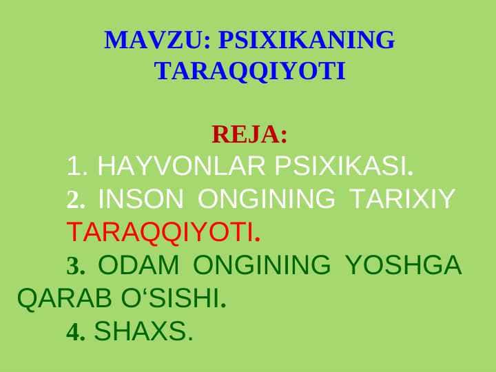 PSIXIKANING TARAQQIYOTI 1