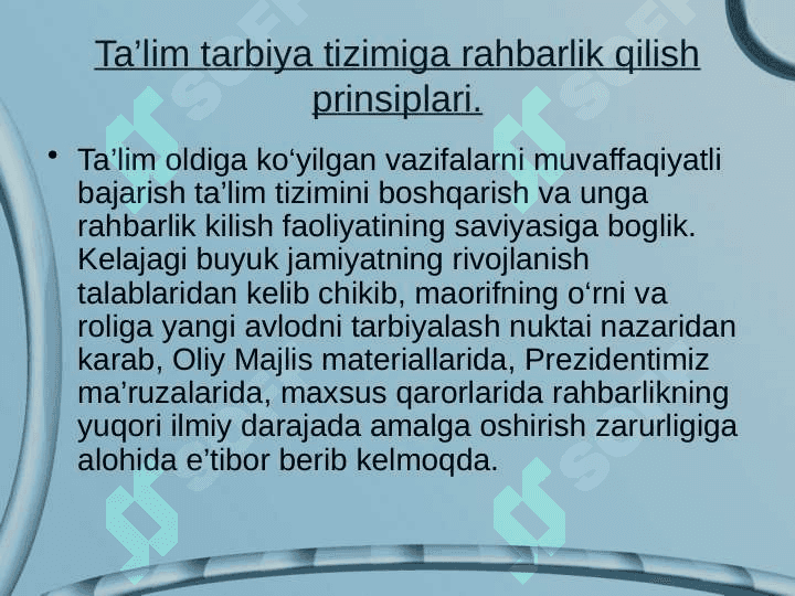 BOSHLANG'ICH TA’LIM BOSHQARUVIMEYORIY ASOSLARINI O'ZLASHTIRISH 6