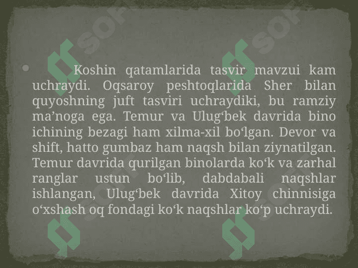 TEMURIYLAR DAVRIDA BUNYODKORLIK ISHLARI 3