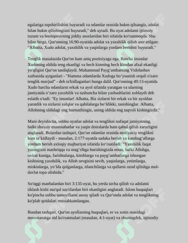 ISLOMDA INSON HUQUQLARI HIMOYASI, IJTIMOIY TENGLIK, ADOLAT VA TOLERANTLIK 5