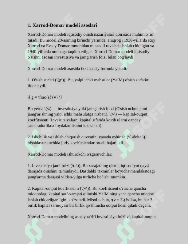 DINAMIK MODELLAR. XARROD-DOMAR. SOLOU 3