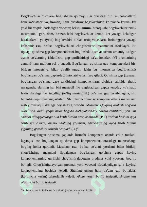 Payt, o‘rin va tarz munosabatli qo‘shma gaplar va ularning ta’lim bosqichlari darsliklarida berilishi 6