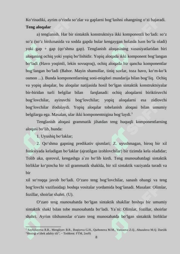 Sintatik elementlari ustida ishlash metodikasi 8