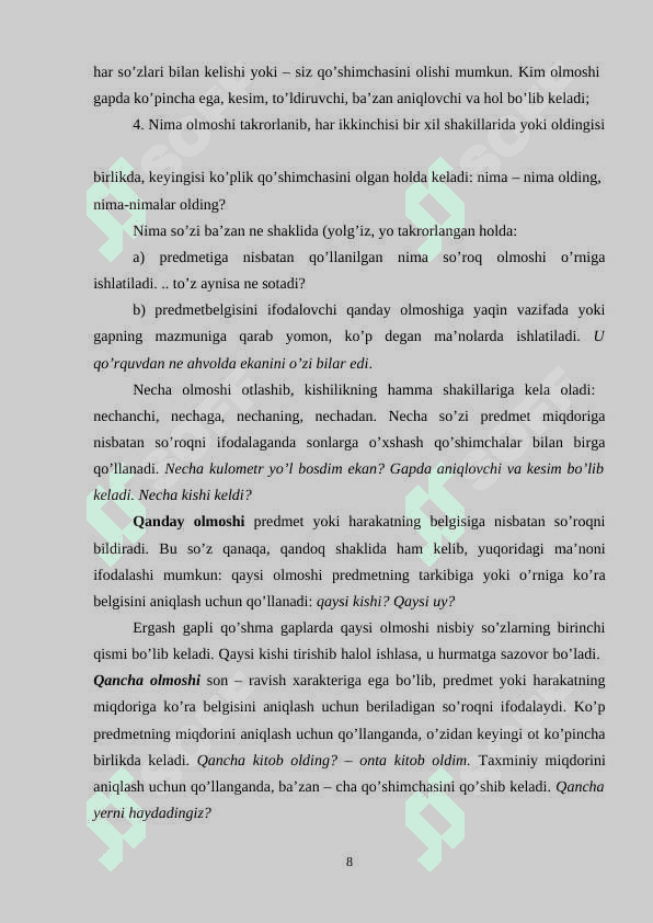 So’roq olmoshlarning semantik sintaktik xususiyatlari 8