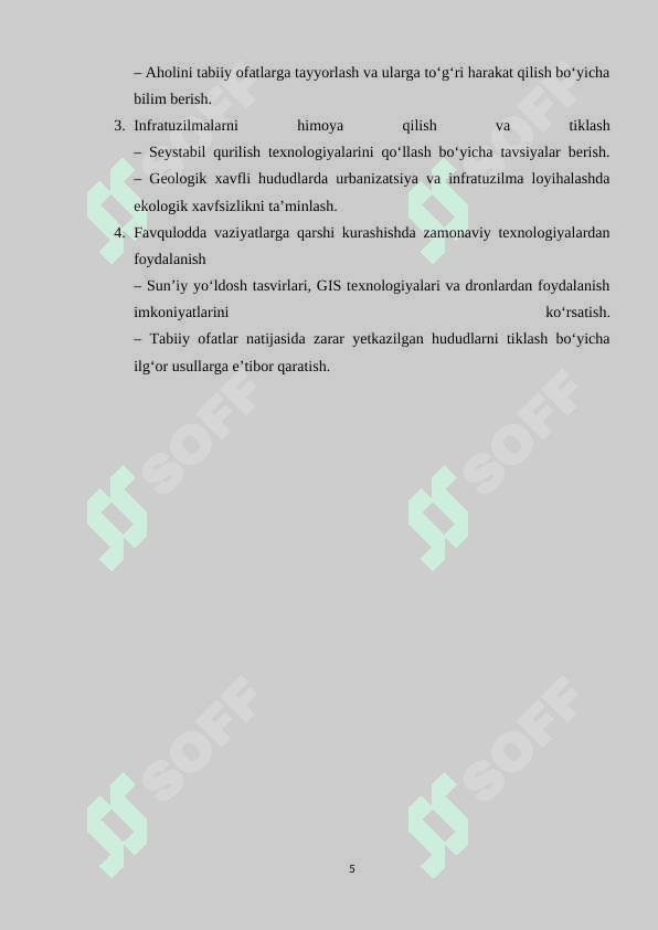 Geologik tusdagi favqulodda vaziyatlar va ularga qarshi kurashish chora-tadbirlari 5
