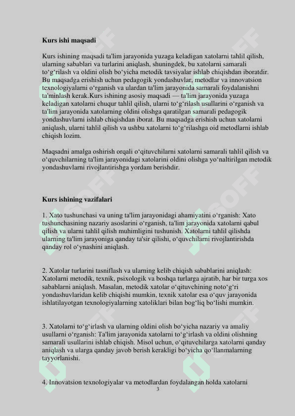 Xatolarni to‟g‟rilash va ularni oldini olish 3