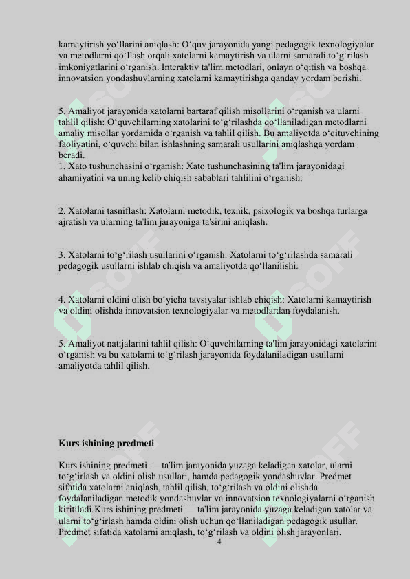 Xatolarni to‟g‟rilash va ularni oldini olish 4