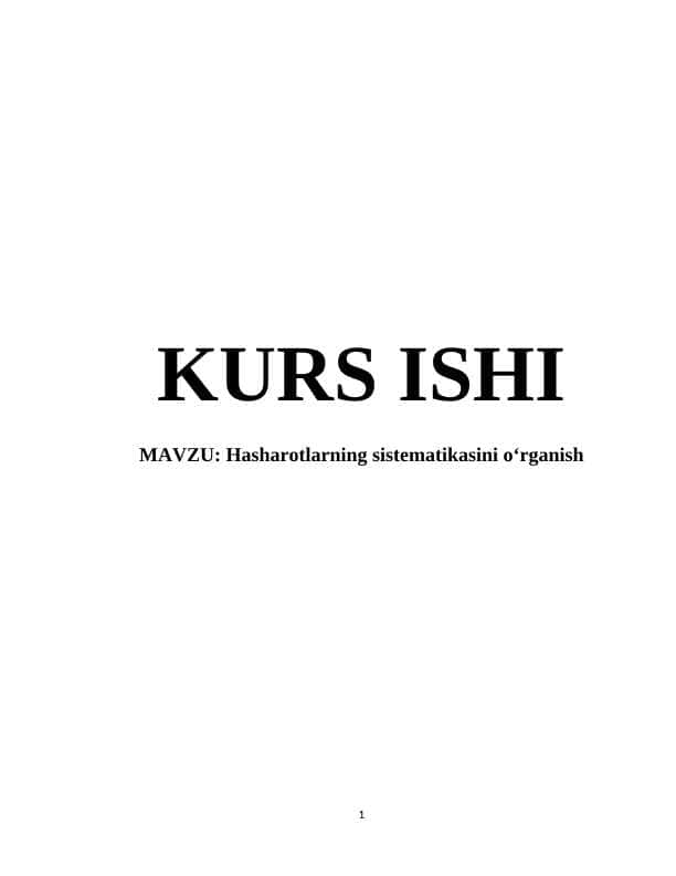 Hasharotlarning sistematikasini o‘rganish