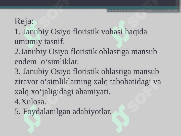 Janubiy Osiyo floristik oblastiga mansub xushbo‘y va ziravor o‘simliklar va ularning tasnifi 2