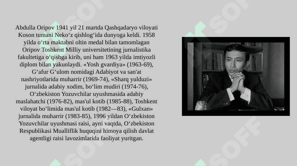 Abdulla Oripov hayoti va ijodi: “Sevgisiz odam” she’ri tahlili 2