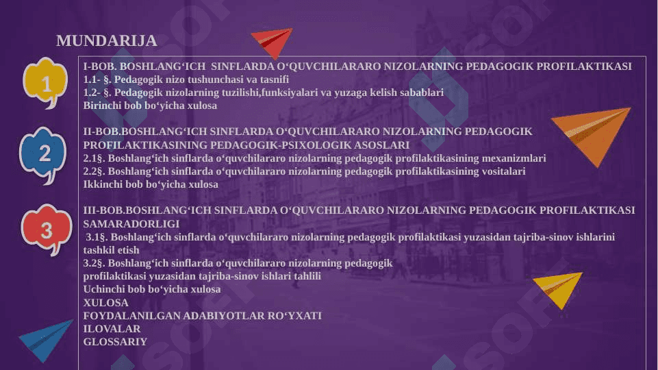 “BOSHLANG‘ICH SINFLARDA O‘QUVCHILARARO NIZOLARNING PEDAGOGIK PROFILAKTIKASI” mavzusidagi     BITIRUV MALAKAVIY ISHI 2