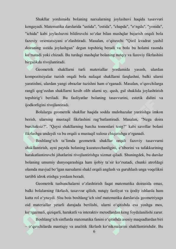 Boshlangʻich sinf matematika darslarida geometrik shakllarni oʻrgatish metodikasi 6