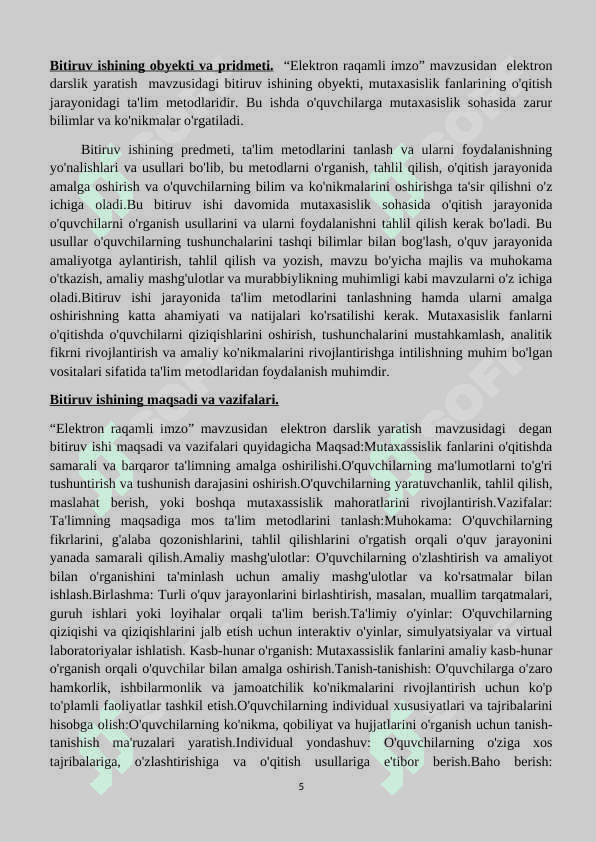 “Elektron raqamli imzo” mavzusidan  elektron darslik yaratish 5