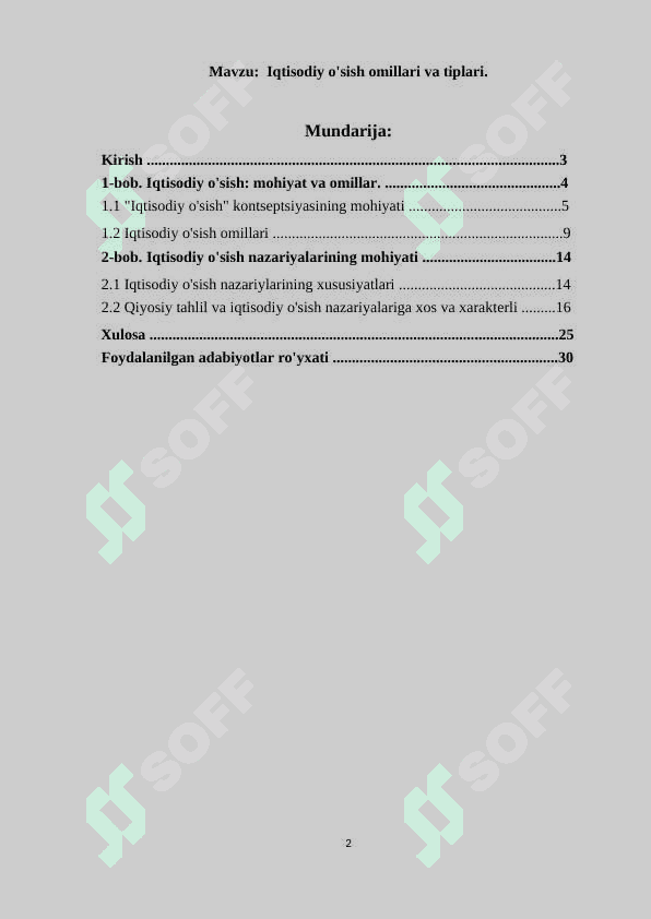 IQTISODIY O'SISH OMILLARI VA TIPLARI. 2