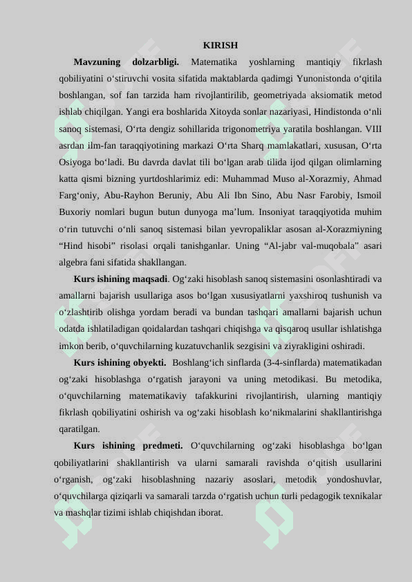 BOSHLANG‘ICH SINFLARDA MATEMATIKADAN OG‘ZAKI HISOBLASHGA O‘RGATISH METODIKASI” (3-4-sinflar misolida) 3