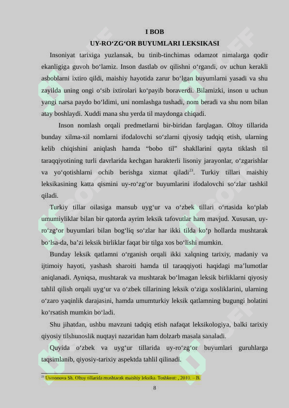 O‘zbek va uyg‘ur tillaridagi maishiy leksikaning qiyosiy tahlili 8