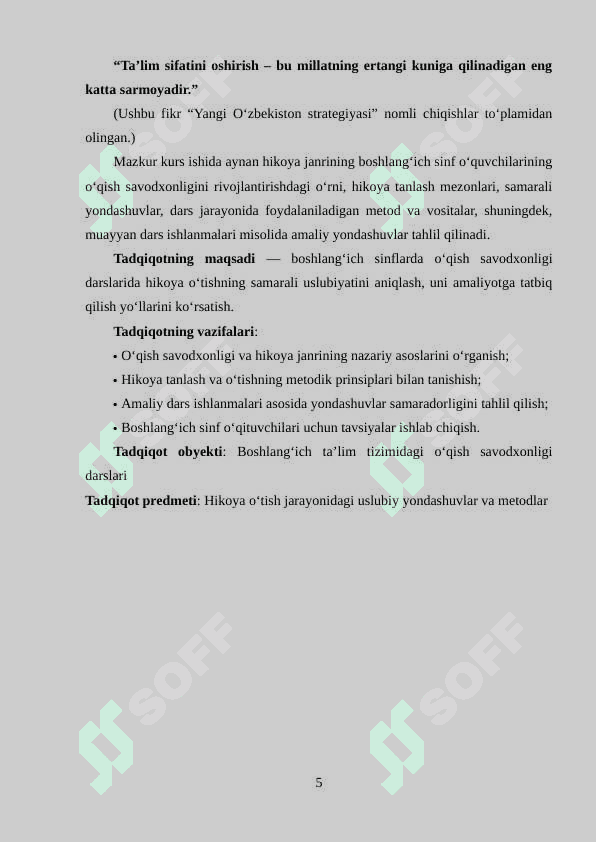 O‘QISH SAVODXONLIGIDA DARSLIGIDA HIKOYA O‘TISH USLUBIYATI 5
