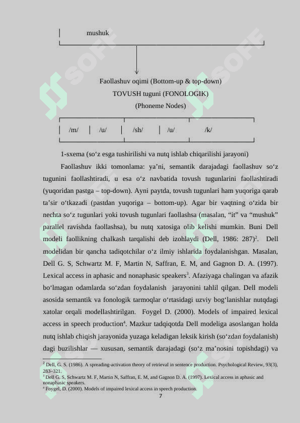 So‘zning matn ichida va matndan tashqaridagi ma’nosining psixolingvistik .BITIRUV MALAKAVIY ISHI 7