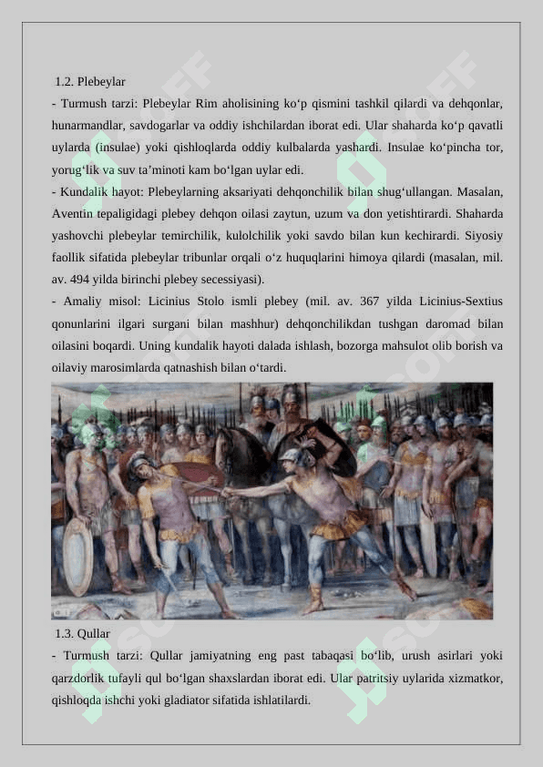 Ilk Rim rеspublikаsi” davrida Rim aholishining turmush tarzini 25 3