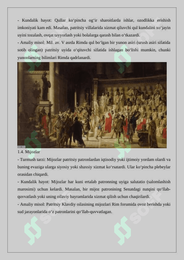 Ilk Rim rеspublikаsi” davrida Rim aholishining turmush tarzini 25 4