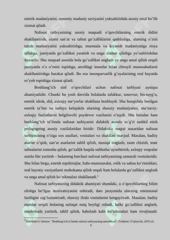 Boshlang’ich sinf o’quvchilariga nafosat tarbiyasini berishda pedagogik etika 6