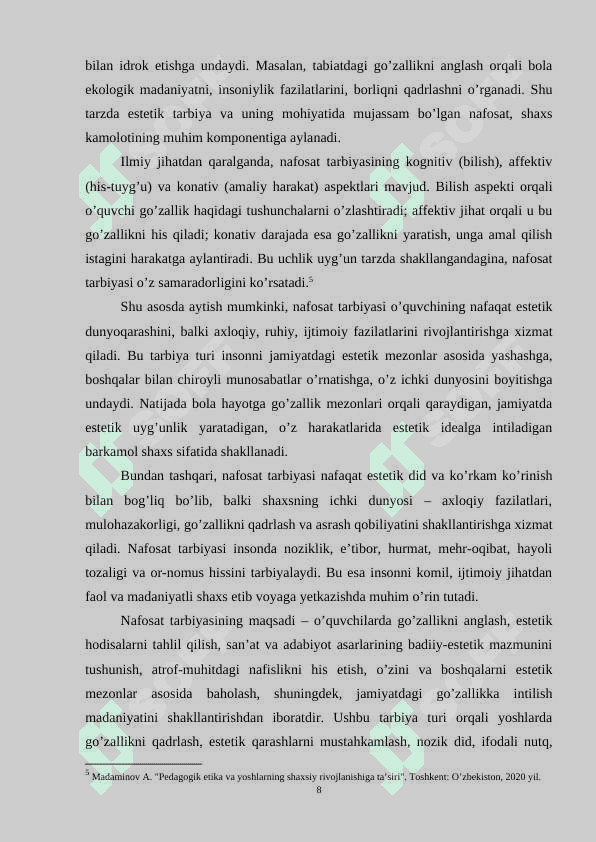 Boshlang’ich sinf o’quvchilariga nafosat tarbiyasini berishda pedagogik etika 8