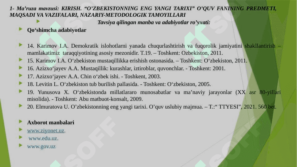 MUSTAQIL O‘ZBEKISTON RESPUBLIKASI TASHKIL TOPISHINING TARIXIY AHAMIYATI. O‘ZBEKISTONNING O‘ZIGA XOS ISTIQLOL VA TARAQQIYOT YO‘LI 4