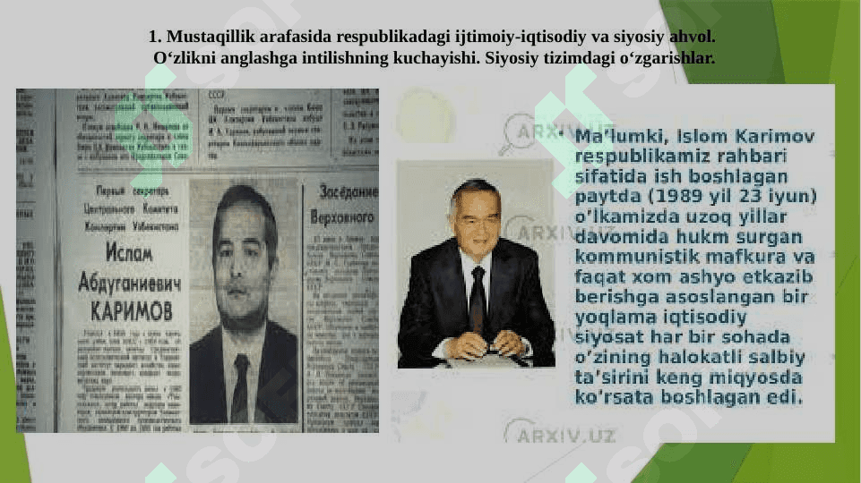 MUSTAQIL O‘ZBEKISTON RESPUBLIKASI TASHKIL TOPISHINING TARIXIY AHAMIYATI. O‘ZBEKISTONNING O‘ZIGA XOS ISTIQLOL VA TARAQQIYOT YO‘LI 5