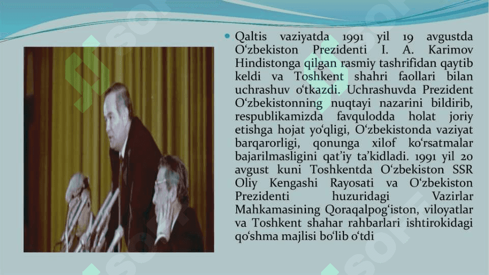 MUSTAQIL O‘ZBEKISTON RESPUBLIKASI TASHKIL TOPISHINING TARIXIY AHAMIYATI. O‘ZBEKISTONNING O‘ZIGA XOS ISTIQLOL VA TARAQQIYOT YO‘LI 7