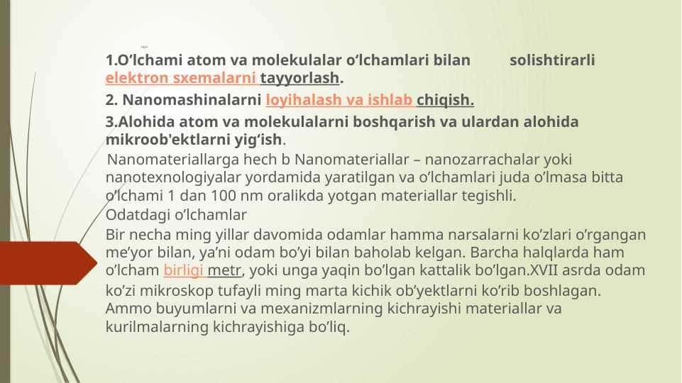 NANO  O’LCHAMLI  KLASTERLAR  VA  KRISTALLAR NANOTEXNOLGIYALAR