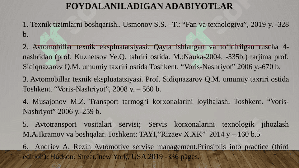 Texnik tizimlarni boshqarish fanining predmeti, vazifasi va manbalari 3