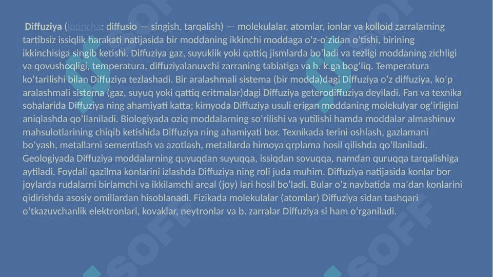 Diffuziya haqida umumiy tushuncha 2