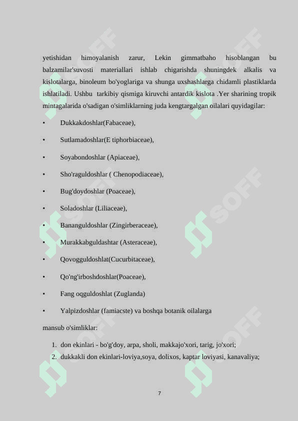 Tropikada tarqalgan oziq   ovqat o‘simliklari 7