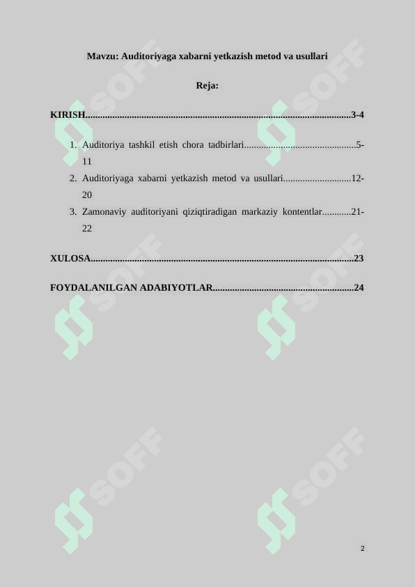 Auditoriyaga xabarni yetkazish metod va usullari 2