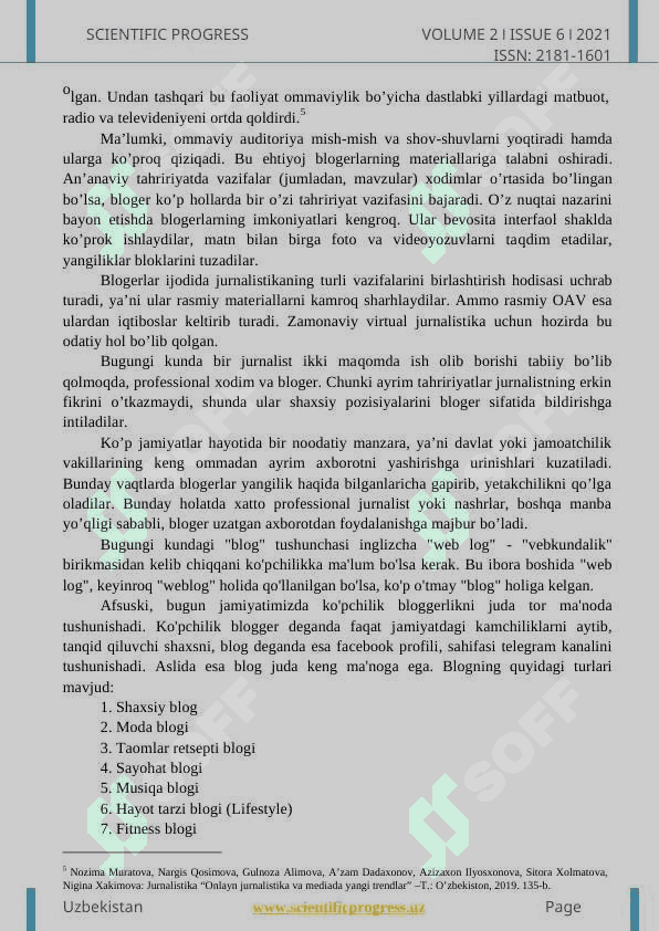 INTERNET JURNALISTIKASINING YANGI YO‘NALISHI - BLOGERLIK FAOLIYATI 4