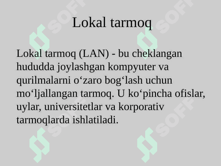 Lokal tarmoq va uning qurilish usullari 2